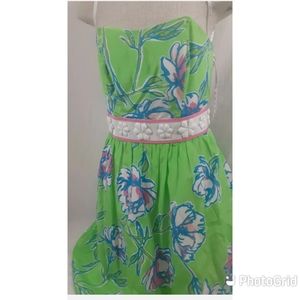 LILLY PULITZER LANGLEY Women's Size 00 XXS Green Tossed Strapless Dress